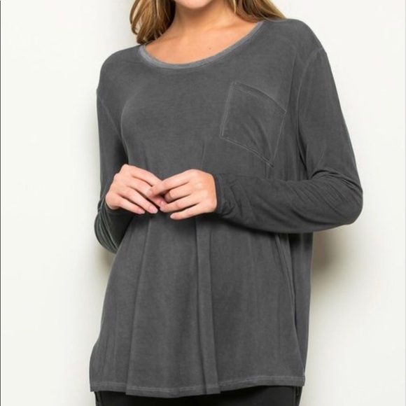 Tops - Charcoal Mineral Wash Top